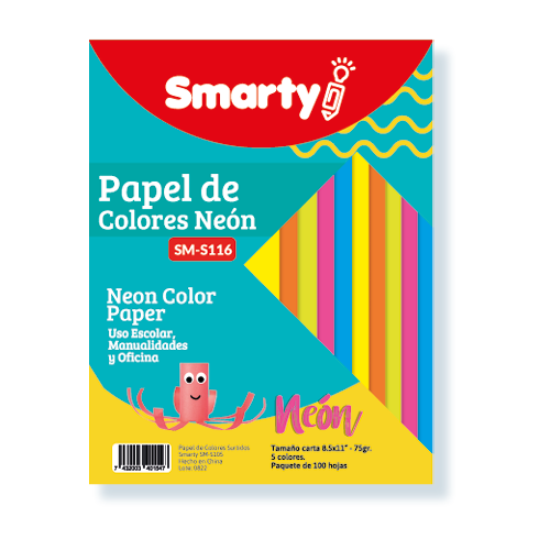 PAPEL BOND 40 COLOR SMARTY NEON 75GR T/C PAQ-100HJ SM-SH116