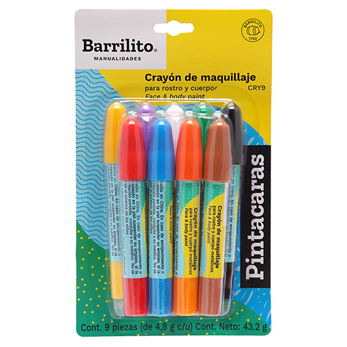 CRAYOLAS BARRILITO PINTA CARA/FOAMY SURTIDA CRY9 BL-9UD 
