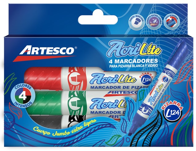 MARCADOR ACRILICO L124 ACRILITE SET 4 COLORES
