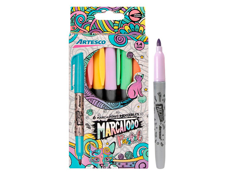 MARCADOR PERMANENTE MARCADORATODO COL PASTEL X6