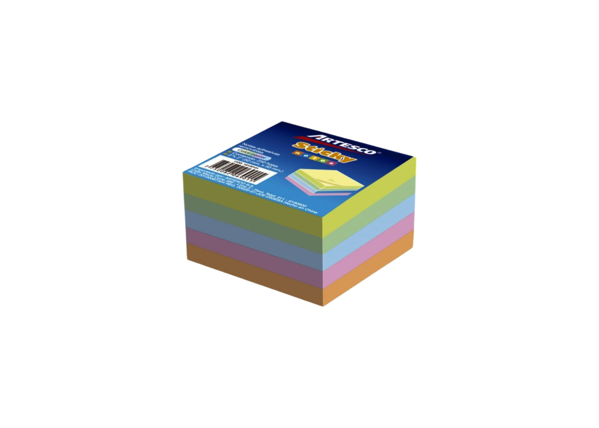 BLOCK DE NOTAS ADHESIVAS NEON MINI CUBO 2"X2" 50H 5COL