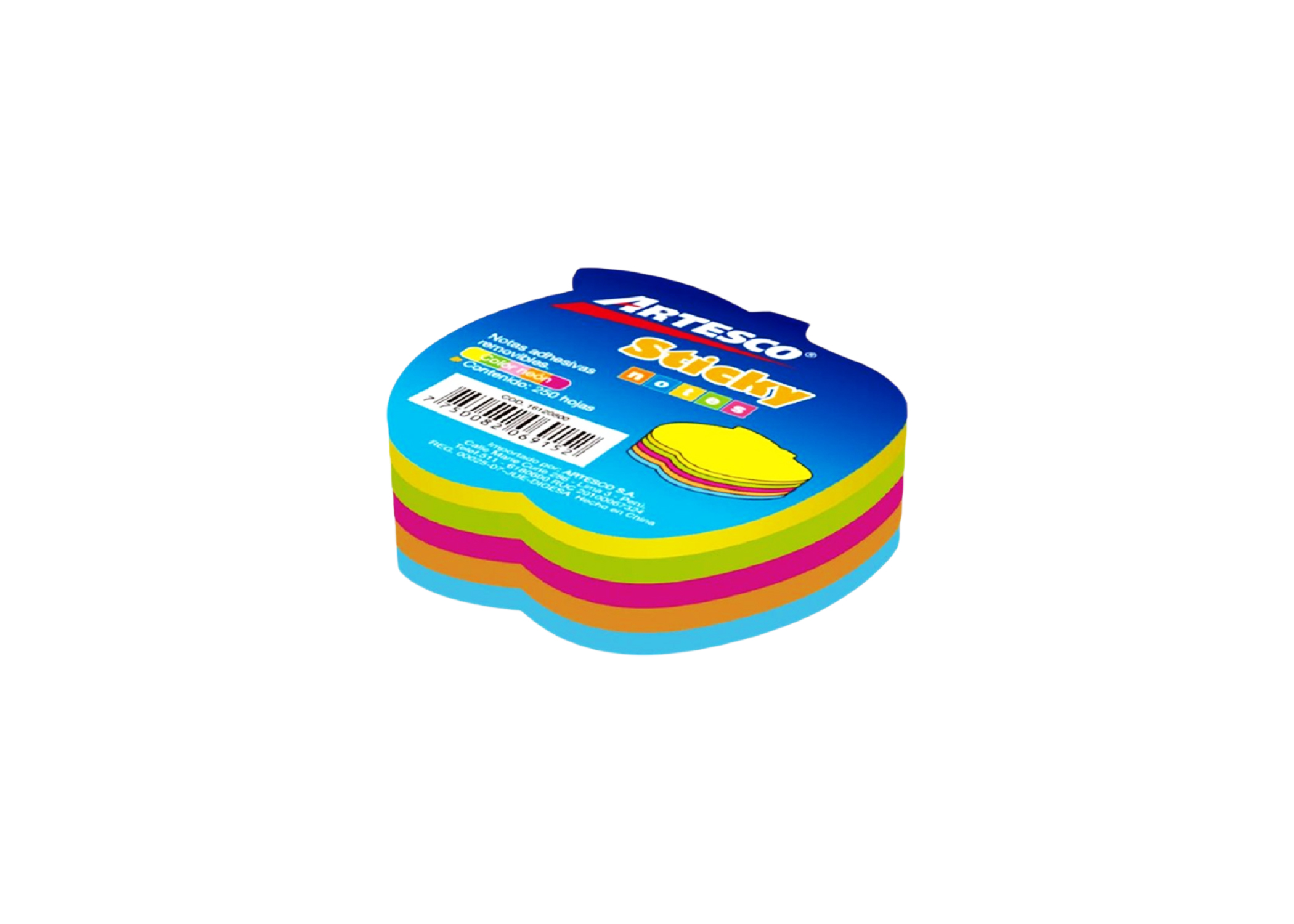 BLOCK DE NOTAS ADHESIVAS NEON FORMAS MANZANA 50H 5COL