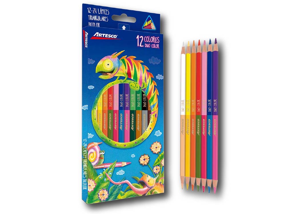 LAPIZ DE COLOR DOBLE PUNTA 12 UND. 24 COLORES SUPERPUNTA MINA 4MM
