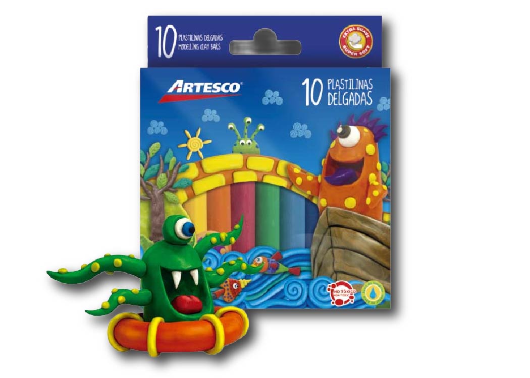 PLASTILINA 10 COLORES 110GR FINA