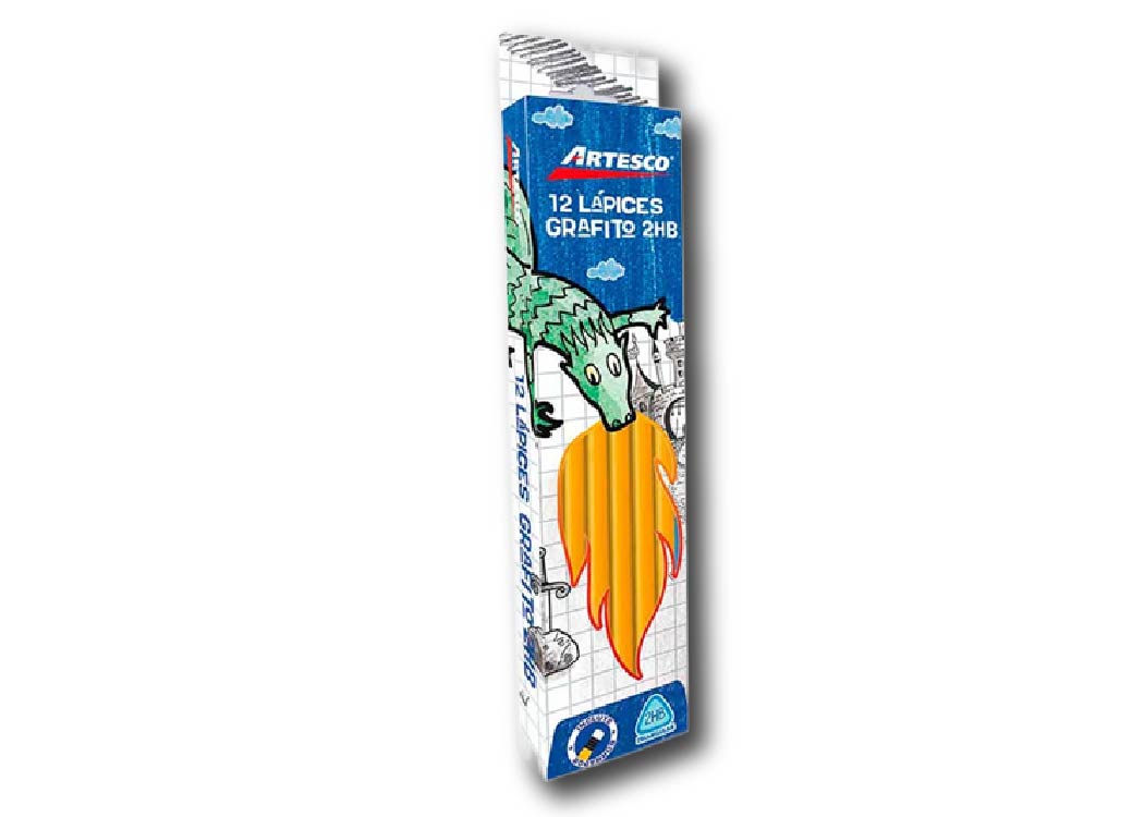 LAPIZ DE GRAFITO AMARILLO TRIANGULAR 2-HB C/PUNTA Y BORRADOR