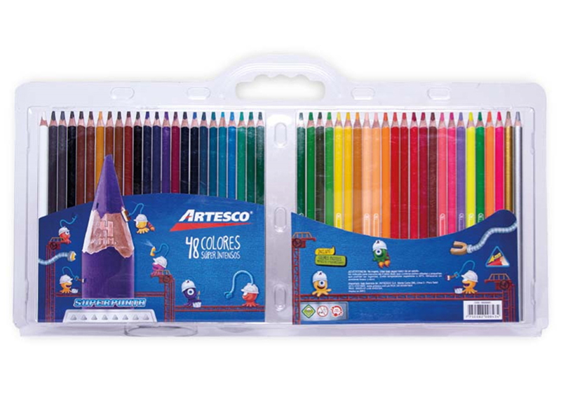 LAPIZ DE COLOR 48 UND LARGO TRIANGULAR SUPERPUNTA MINA 4MM