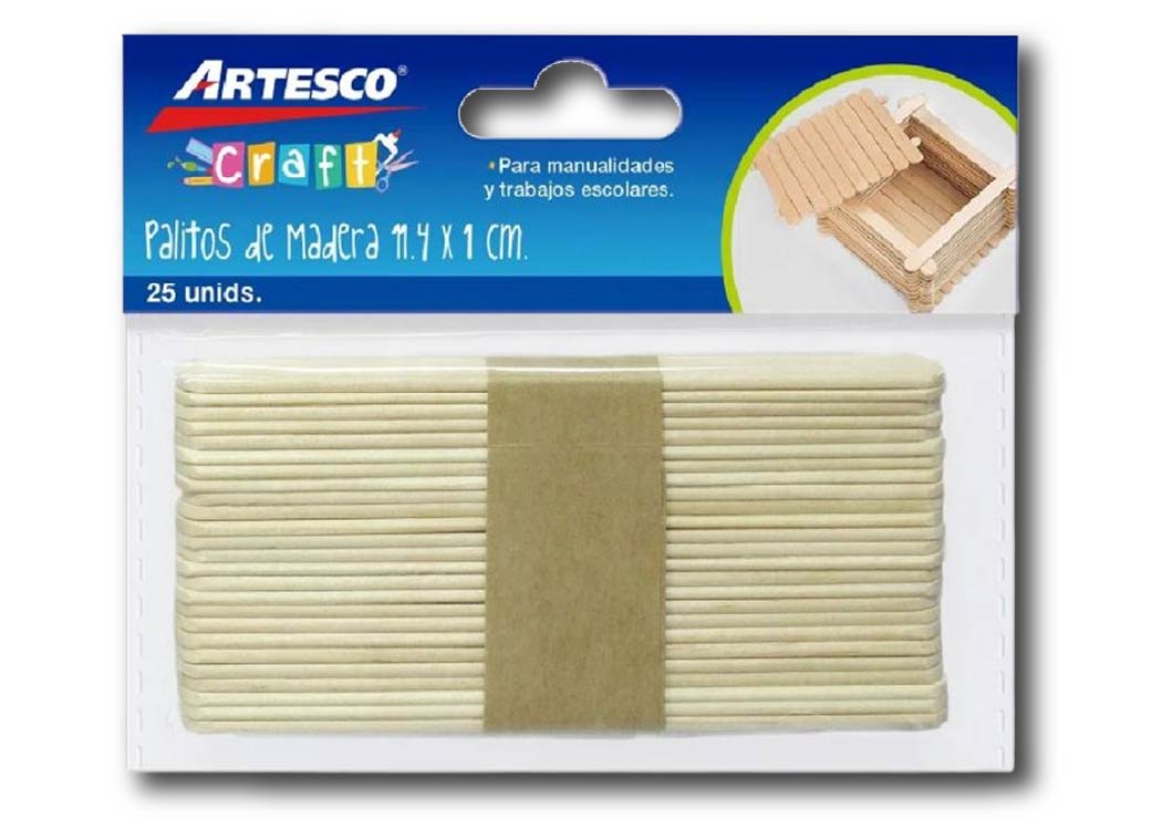 PALITOS DE MADERA NATURAL (11.4 X 1CM) X BOLSA 25 UND