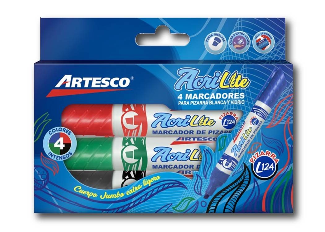 MARCADOR ACRILICO L124 ACRILITE SET 4 COLORES