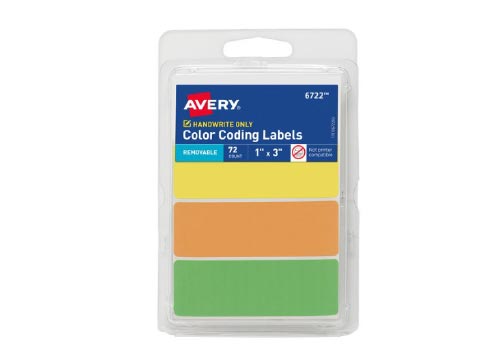ETIQUETA DE COLORES RECTANGULAR 1X3" 72 UND.