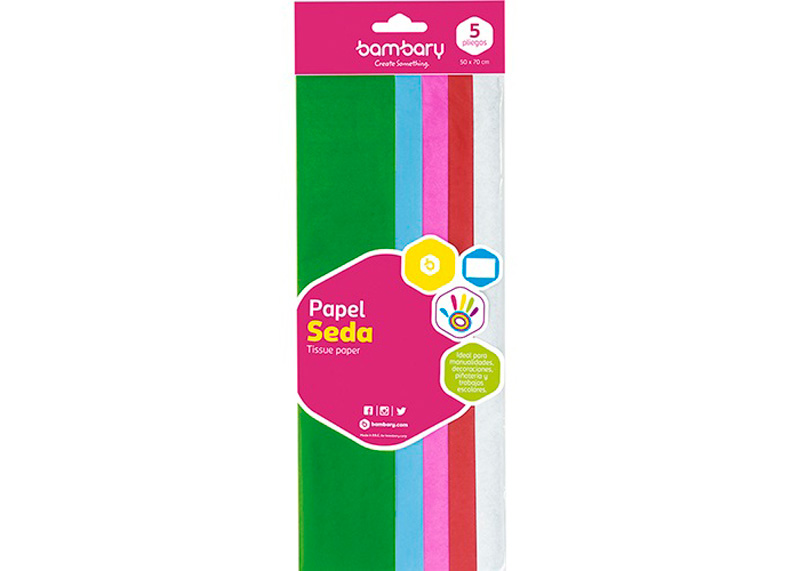 PAPEL SEDA 50 x 70 cm BOLSA A/S x 5 UND SET MULTICOLOR 2