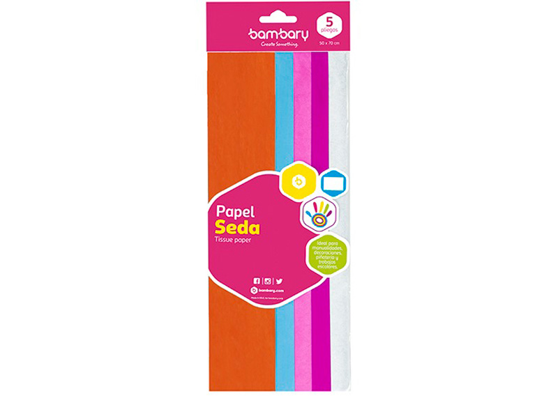 PAPEL SEDA 50 x 70 cm BOLSA A/S x 5 UND SET MULTICOLOR 3