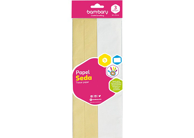 PAPEL SEDA METALIZADO 50 x 70 cm BOLSA A/S x 3 UND SET MULTICOLOR