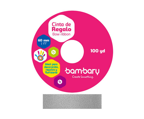 CINTA DE REGALO 60 mm x 100 yd PLATEADO