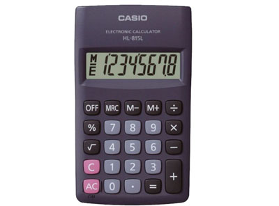 CALCULADORA DE BOLSILLO 8 DIGITOS 7 X 12 CMS NEGRA