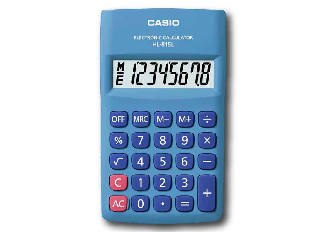 CALCULADORA DE BOLSILLO 8 DIGITOS 7 X 12 CMS AZUL
