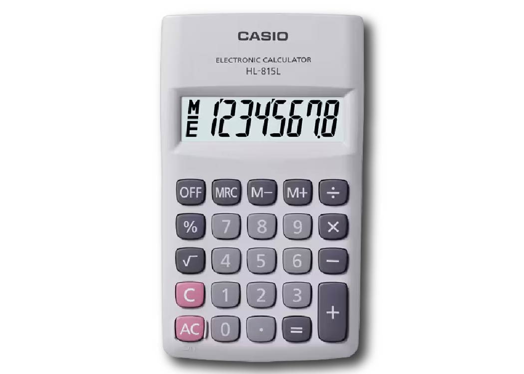 CALCULADORA DE BOLSILLO 8 DIGITOS 7 X 12 CMS BLANCA