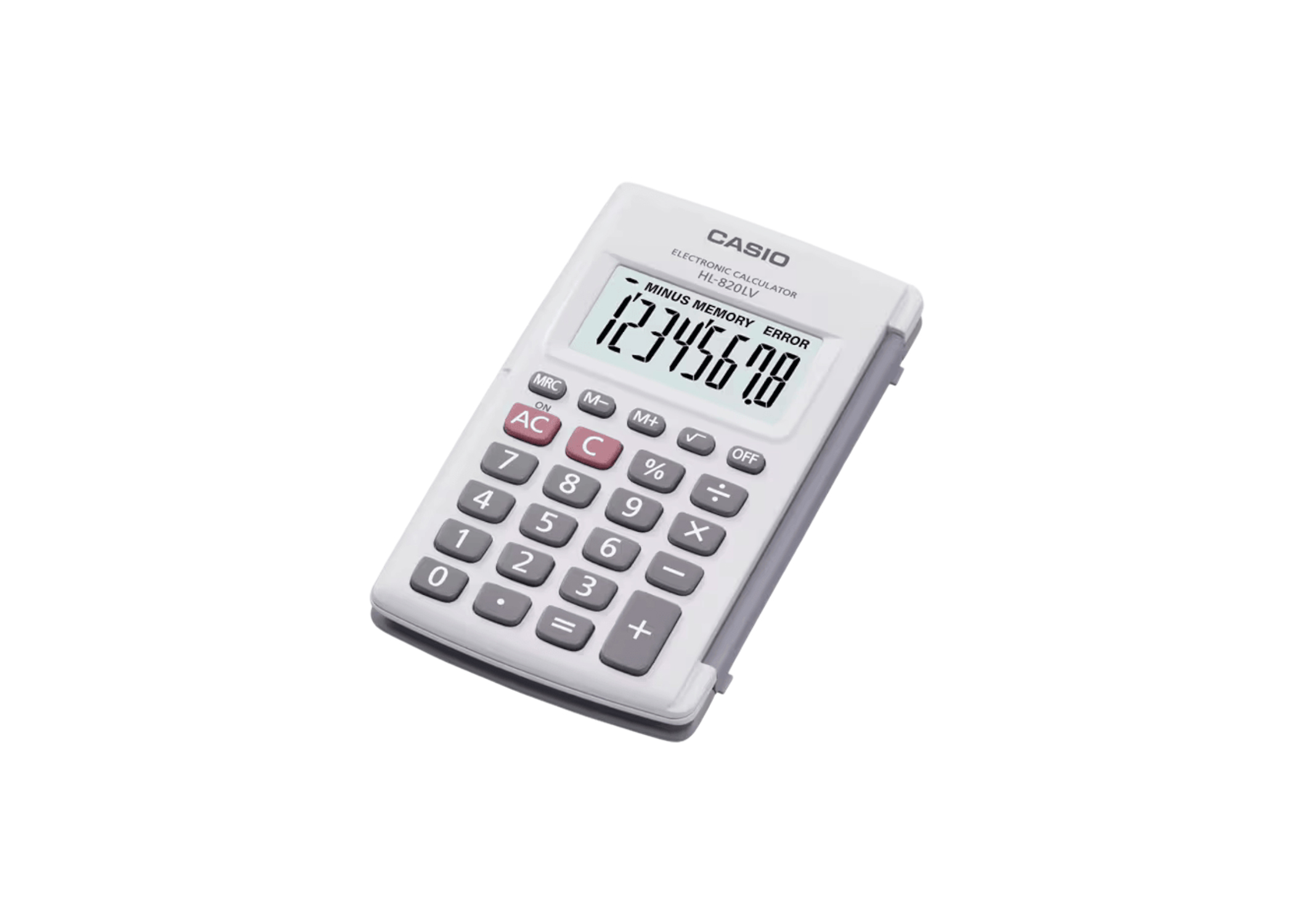 CALCULADORA DE BOLSILLO BLANCA 8 DIGITOS CON TAPA