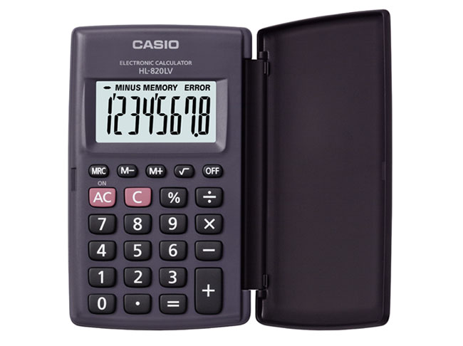 CALCULADORA DE BOLSILLO NEGRA 8 DIGITOS CON TAPA