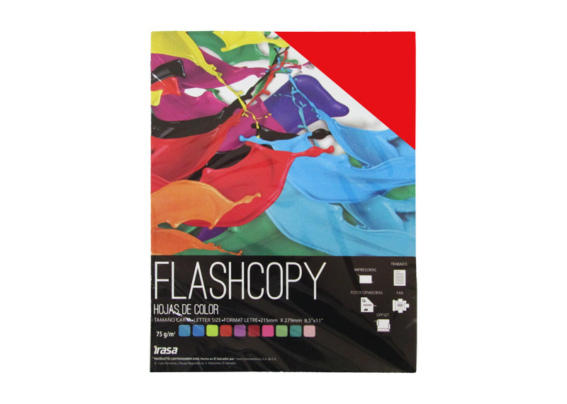 PAPEL BOND DE COLOR FLASHCOPY CARTA ROJO 100H