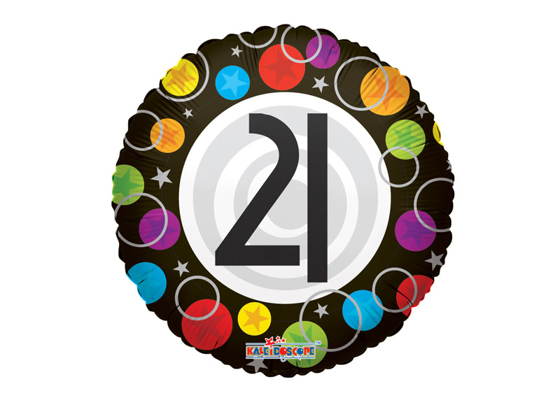 GLOBO 18" SL 21ST BIRTHDAY DOTS