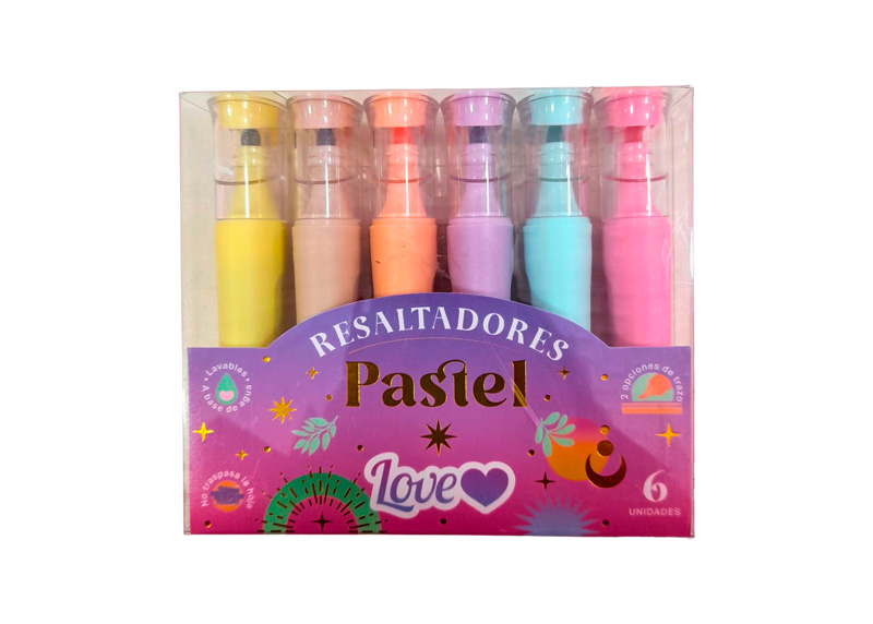 MARCADOR FLUORESCENTE LOVE PASTEL 6 UNID