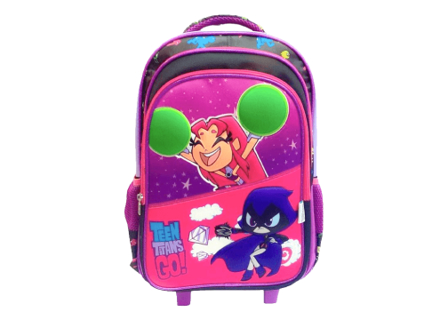 MOCHILA ESCOLAR C/RUEDA SURT TEEN TITANS GO ROSA/NEGR 16plg IF