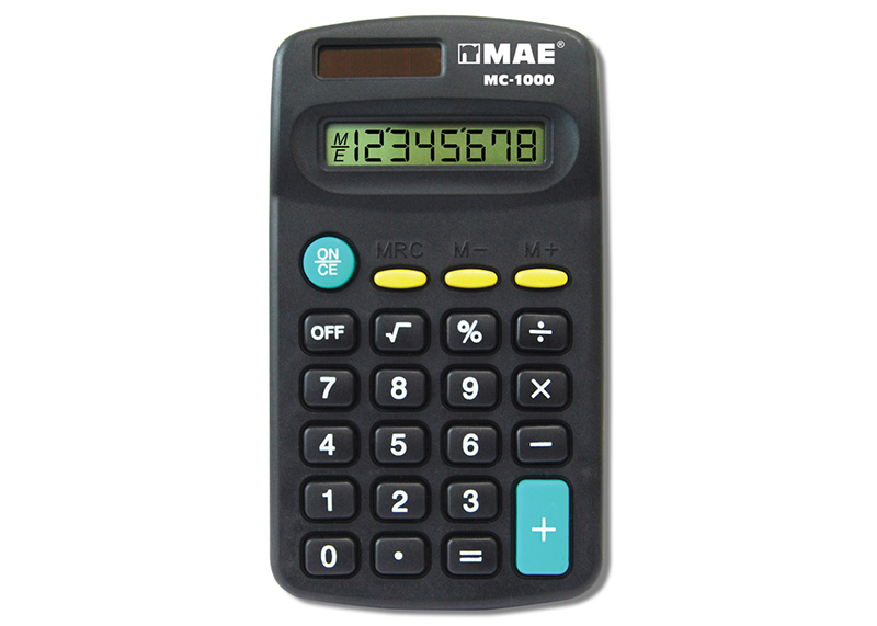 CALCULADORA 8 DIGITOS SOLAR Y BATERIA DE BOLSILLO