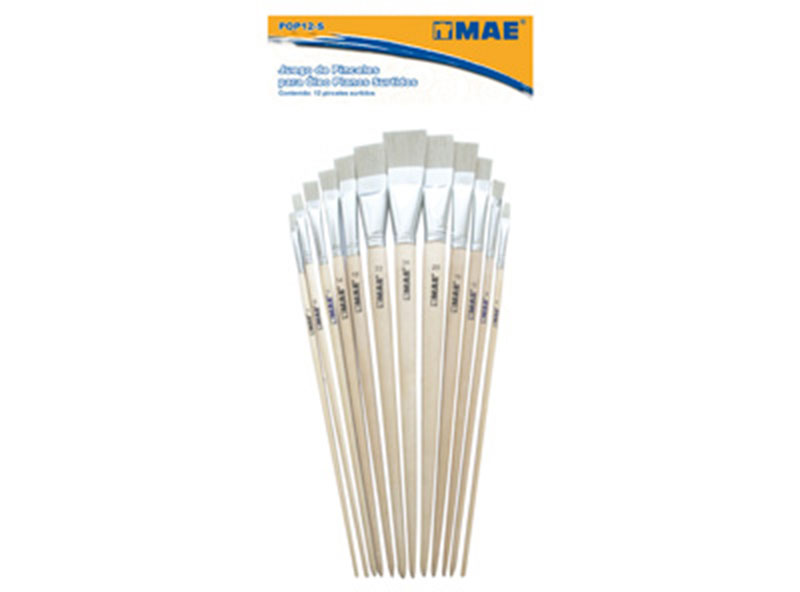 PINCEL PLANO PARA OLEO SURTIDO SET 12UND