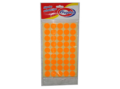 ETIQUETA P/PRECIO CIRCULAR (19MM) PAQ. 1/500 UND NARANJA FLUORESCENTE