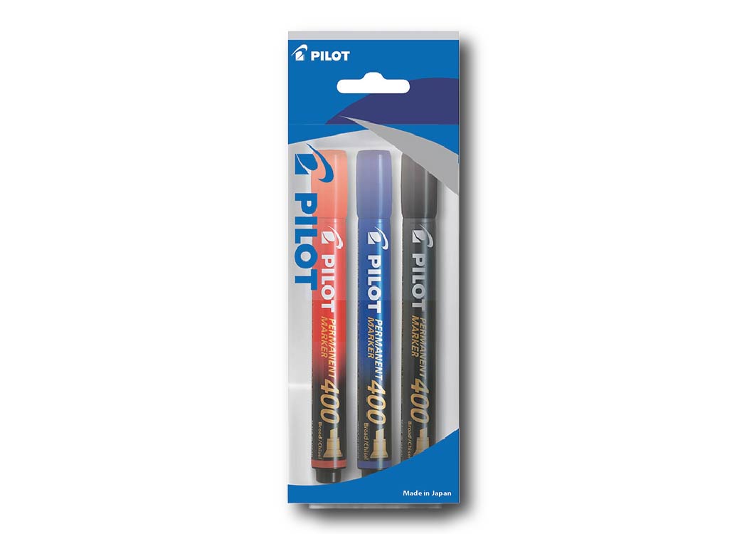 MARCADOR PERMANENTE PUNTA BISELADA X3UNDS NEGRO/AZUL/ROJO B.A.L