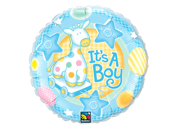 GLOBO "18" RND IT"S A BOY SOFT GIRAFFE