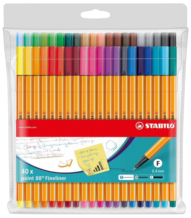 MARCADOR PUNTA FINA POINT 88 SET 40 COLORES