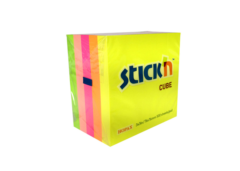 BLOCK ADHES 3X3" CUBO NEON 400H - 5 COLORES POST IT