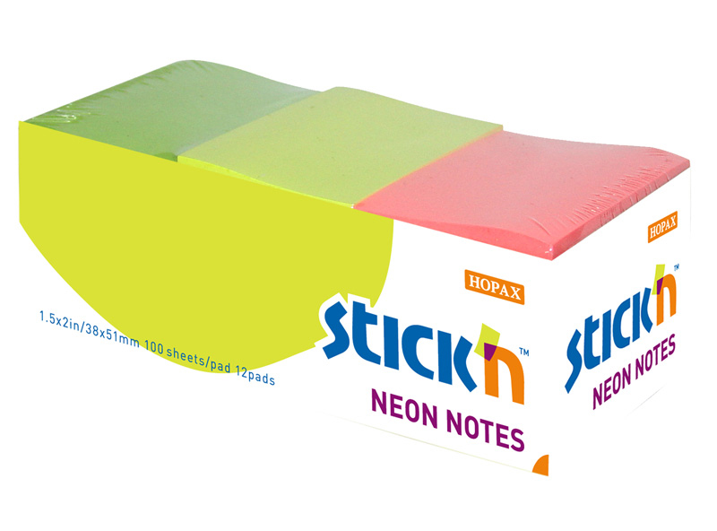 BLOCK ADHES 1.5X2" NEON 100HJS POST IT