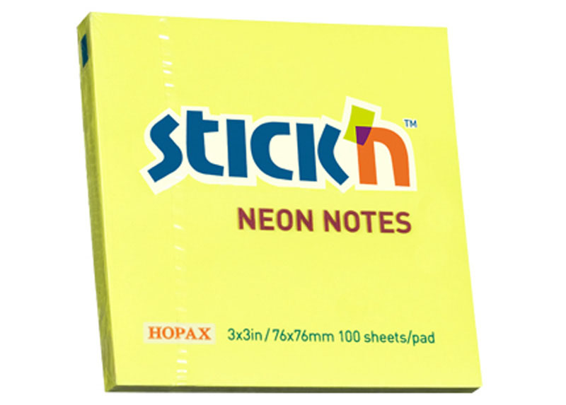 BLOCK ADHES 3X3" NEON 100H AMARILLO POST IT