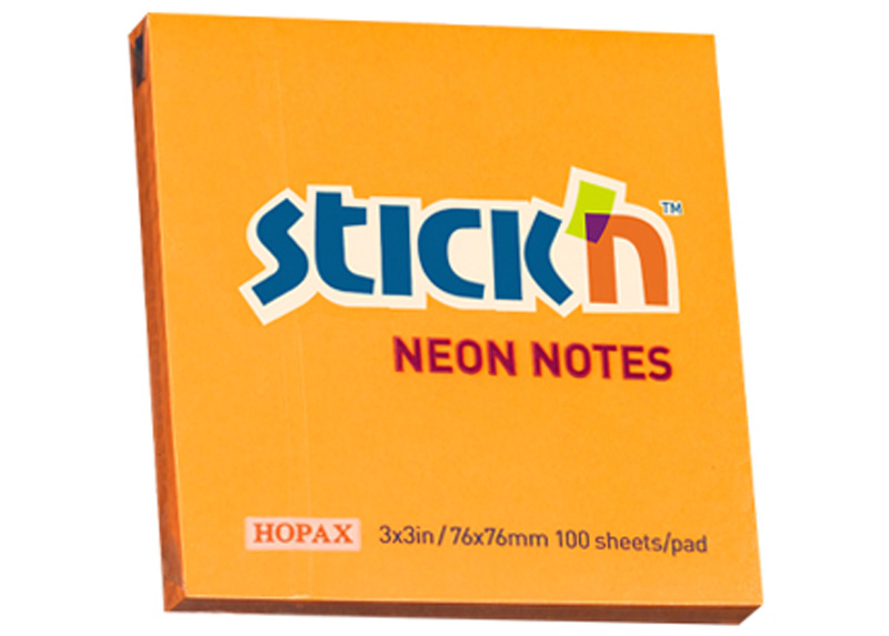 BLOCK ADHES 3X3" NEON 100H NARANJA POST IT