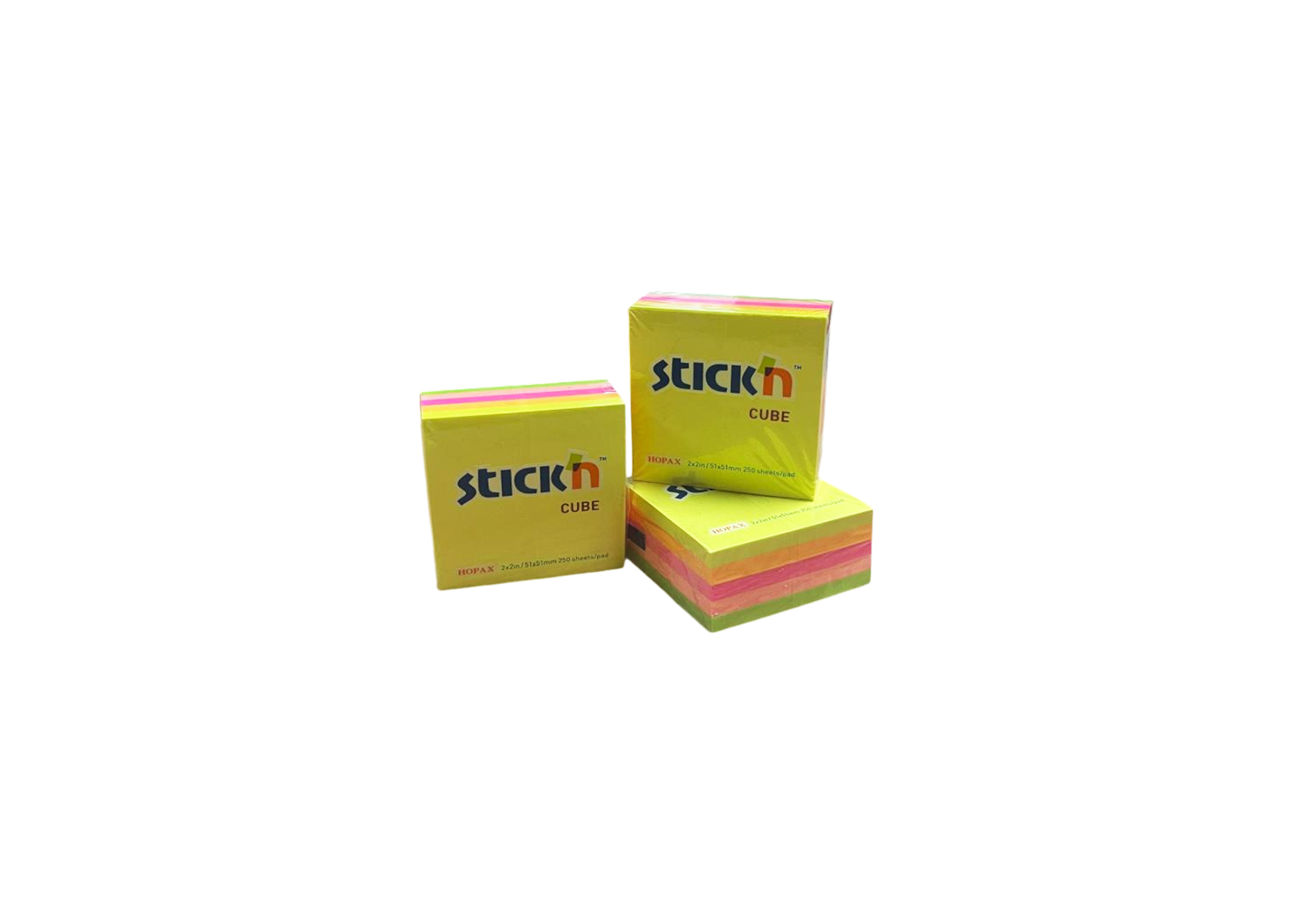 BLOCK ADHES 2X2" MINI CUBO NEON 250H 5 COLORES POST IT