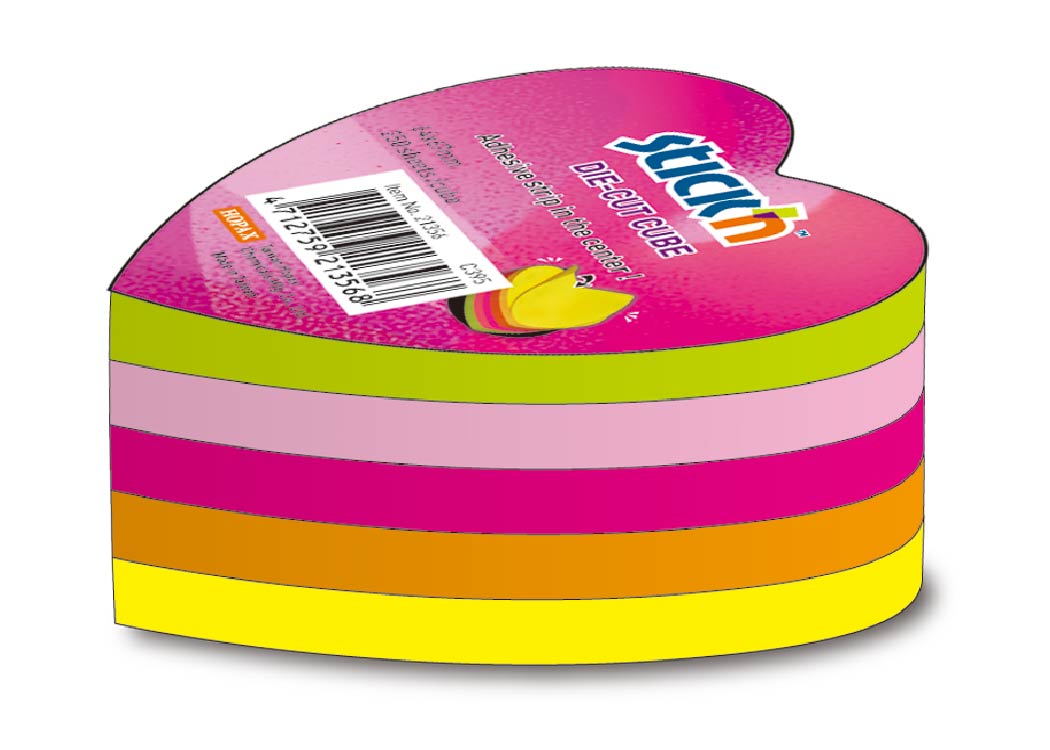 BLOCK ADHES CUBO CORAZON 250H 5 COL. POST IT