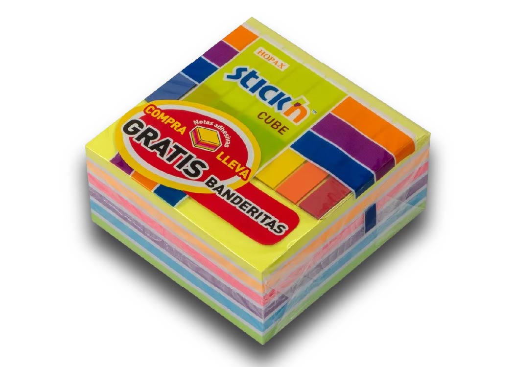 BLOCK ADHES 3X3" CUBO MIXTO NEON/PASTEL 400H 6 COLORES POST IT