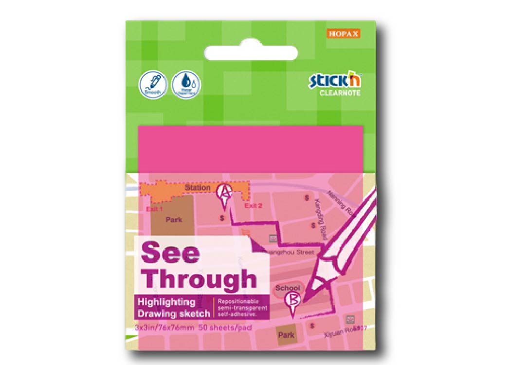 BLOCK ADHESIVO TRANSPARENTE MAGENTA 3X3" 50 HOJAS