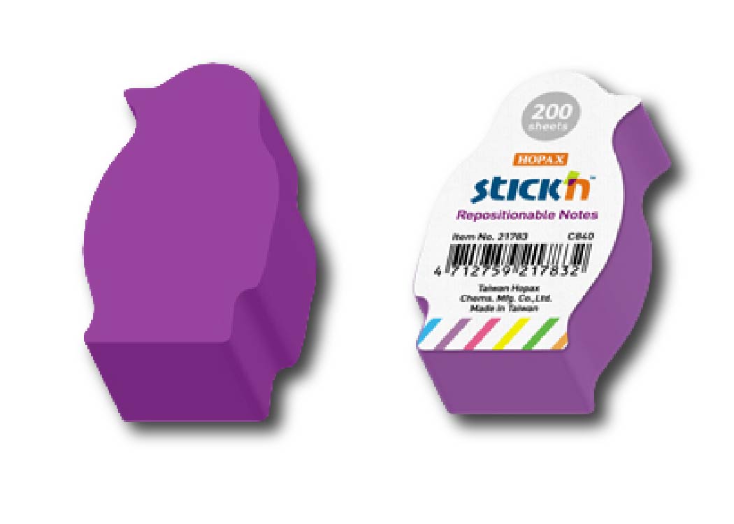 BLOCK ADHESIVO PINGÜINO PURPURA NEON CUBO 200 HOJAS