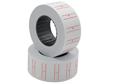 ETIQUETA PARA MAQUINA DE PRECIOS BLANCA LINEA ROJA (Rollo 500 PIEZAS)