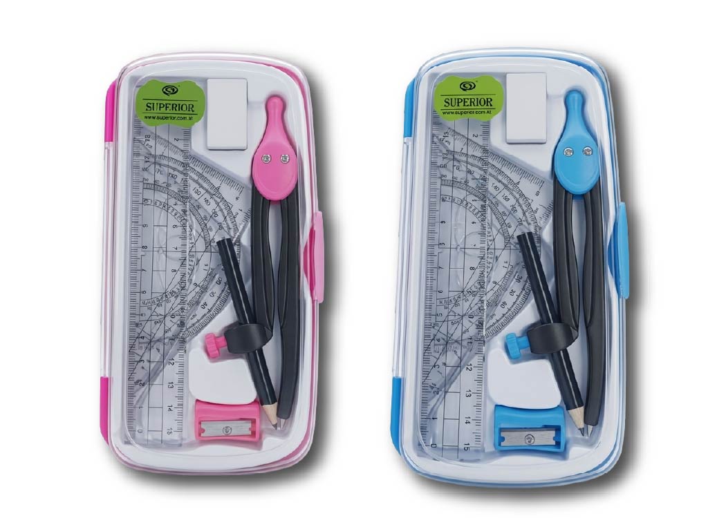 ESTUCHE GEOMETRICO EN CAJA PLASTICA 9 PCS