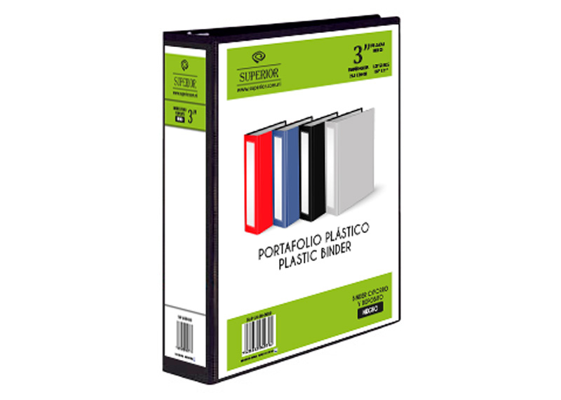 BINDER DE 3 plg NEGRO C/FORRO Y DEPOSITO