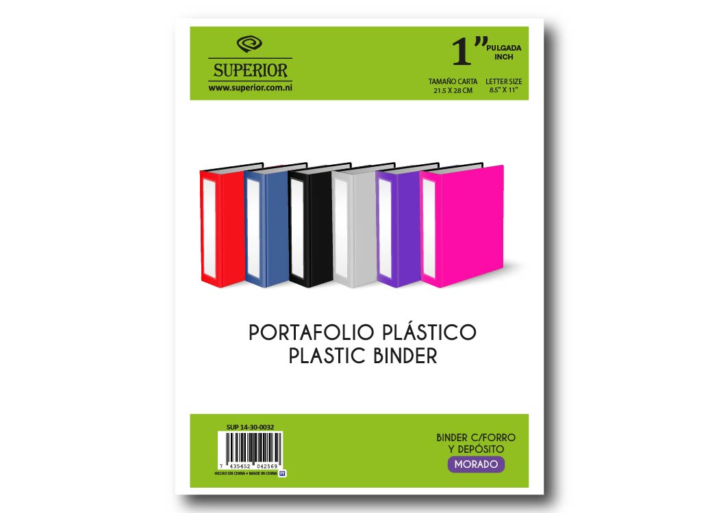 BINDER DE 1" PLG MORADO C/FORRO Y DEPOSITO