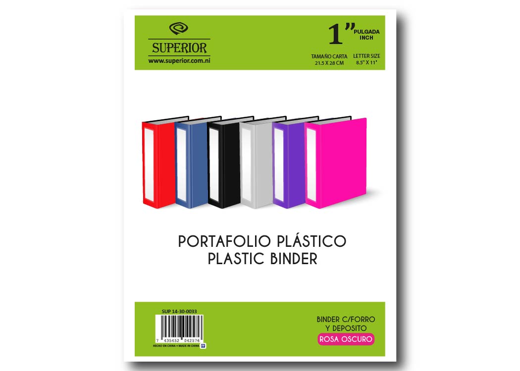 BINDER DE 1" PLG ROSA OSCURO C/FORRO Y DEPOSITO