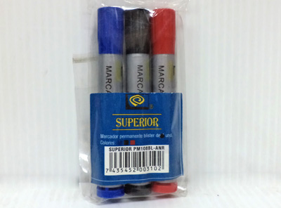 MARCADOR PERMANENTE BLISTER 1/3 AZUL-NEGRO-ROJO B.A.L