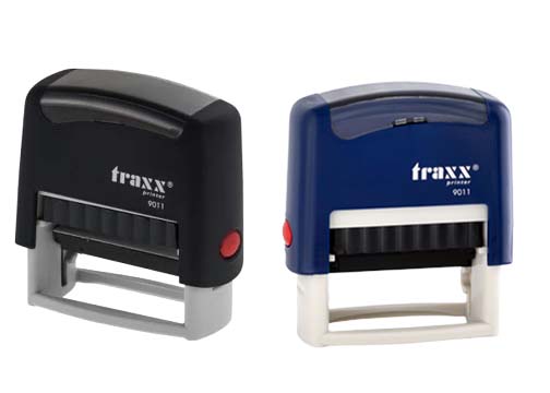 SELLO PLASTICO AUTOMATICO NEGRO/AZUL 14X38MM PERSONALIZABLE