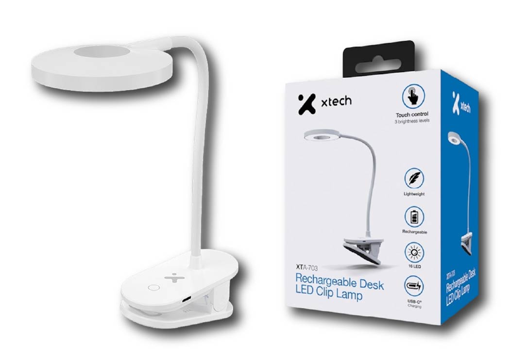 LAMPARA LED DE ESCRITORIO RECARGABLE CON CLIP