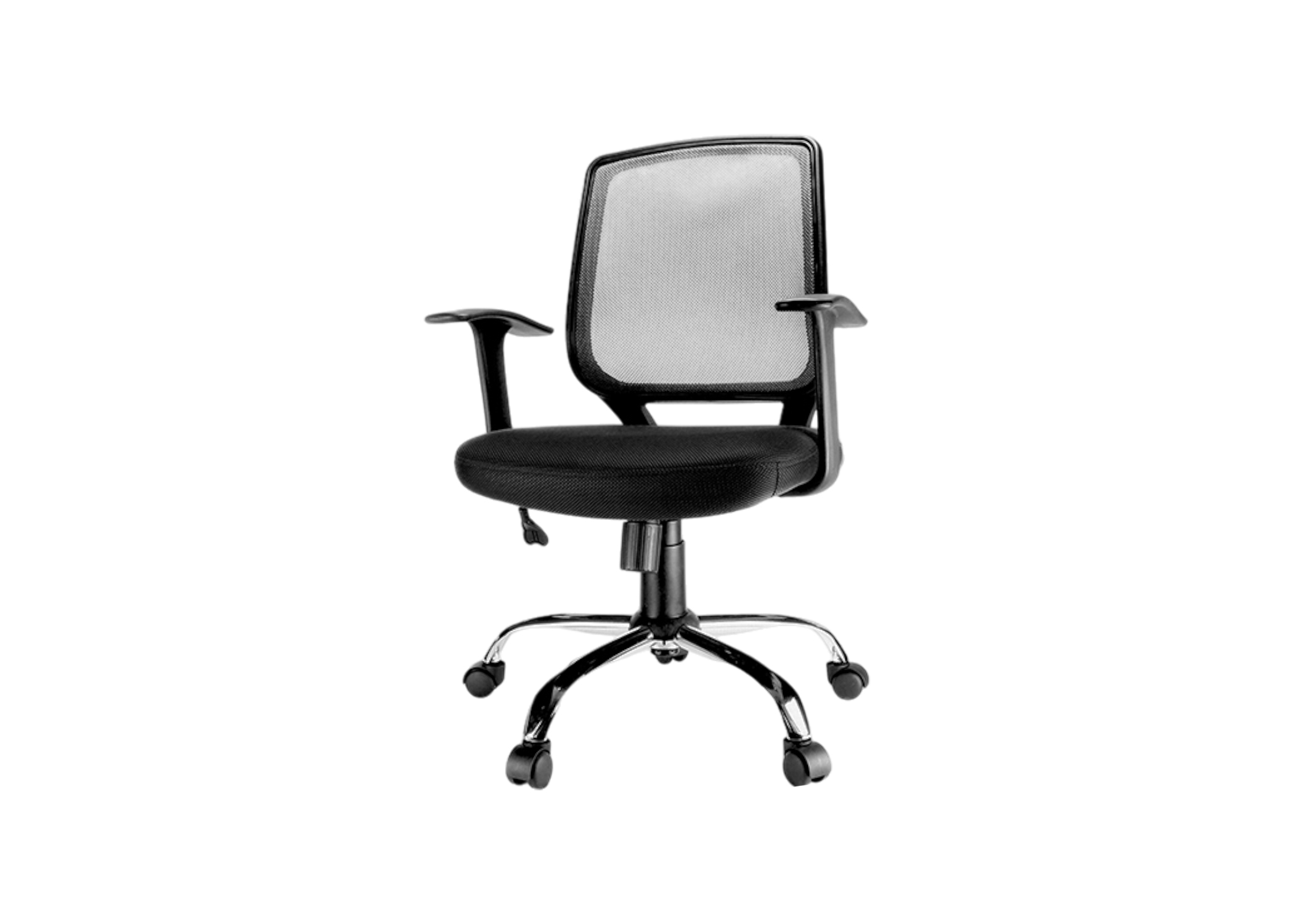 SILLA EJECUTIVA CON BRAZO BASE CROMADA CAP 200 LBS. MAX. COLOR NEGRO